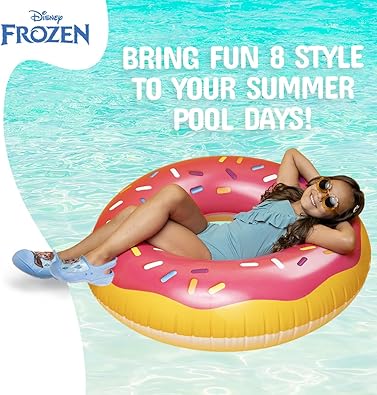 Sandalias de agua tipo zueco para niñas Josmo, sandalias de verano de Frozen Anna y Elsa, zapatos de piscina para niños, zuecos cerrados con tiras en la parte posterior, sin cordones, color azul claro (talla para bebés y niños pequeños)