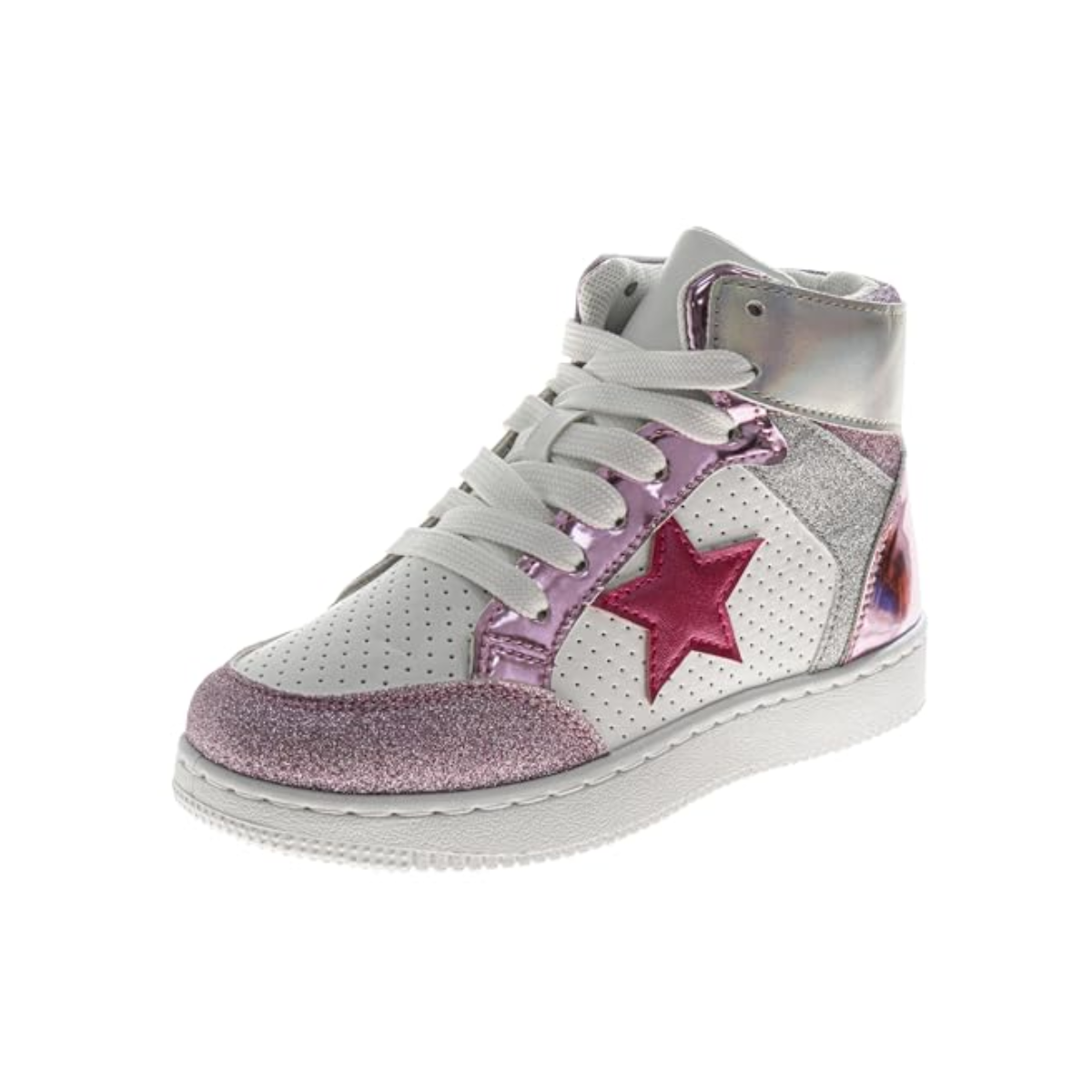 Kensie Girl Glittery High Top Sneakers for Kids Starry Star Sneaker Ultimate Footwear