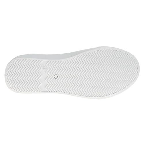 Zapatillas Kensie Girl con cordones antideslizantes - Zapatos casuales de moda de caña baja - Todo blanco (talla 11 para niñas pequeñas)