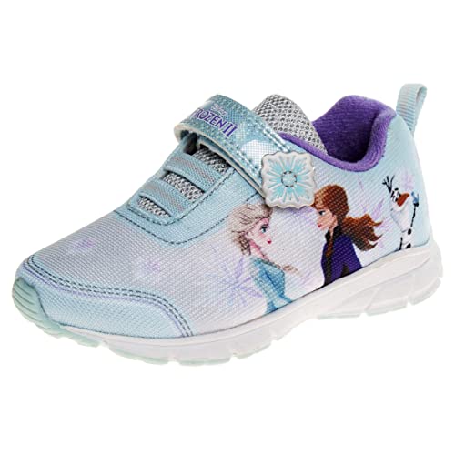 Zapatillas de deporte Frozen de Disney para niñas: zapatillas para correr sin cordones con luces (niña pequeña)