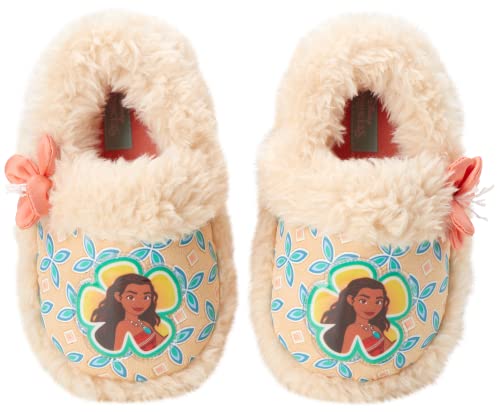 Disney Girls' Moana Slippers - Princess Moana Plush Fuzzy Slippers (Toddler - Little Kid)