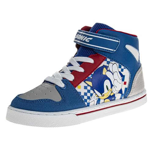 Josmo Sonic The Hedgehog High Top Sneakers for Boys - Kids Sonic Sneaker Ankle Hightops Lightweight Breathable Casual Shoes (Little Kid - Big Kid)