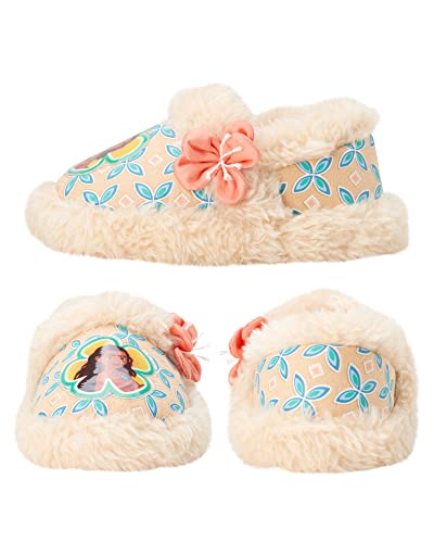 Disney Girls' Moana Slippers - Princess Moana Plush Fuzzy Slippers (Toddler - Little Kid)