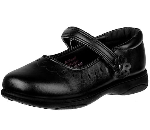 Petalia Girl's Embroidered Mary Jane School Uniform Shoes - Black (Size 5 Toddler)