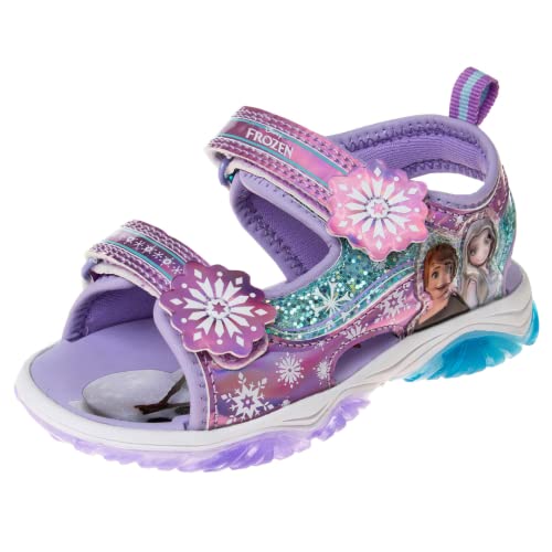 Disney Girls Frozen Summer Light Up Sandals Open Toe - Outdoor Slip-on Quick Dry Waterproof (Toddler/Little Kid)