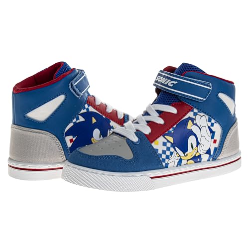 Josmo Sonic The Hedgehog High Top Sneakers for Boys - Kids Sonic Sneaker Ankle Hightops Lightweight Breathable Casual Shoes (Little Kid - Big Kid)