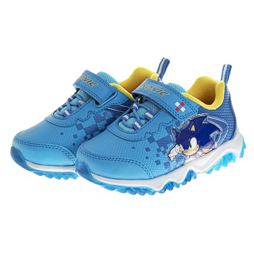 Josmo Kids Sonic The Hedgehog Zapatillas - Personajes Slip On Sin Cordones Casual Moda Tenis Niños - Azul Negro (Talla Bebé - Niños Pequeños)