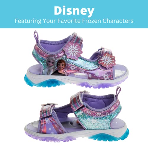 Disney Girls Frozen Summer Light Up Sandals Open Toe - Outdoor Slip-on Quick Dry Waterproof (Toddler/Little Kid)