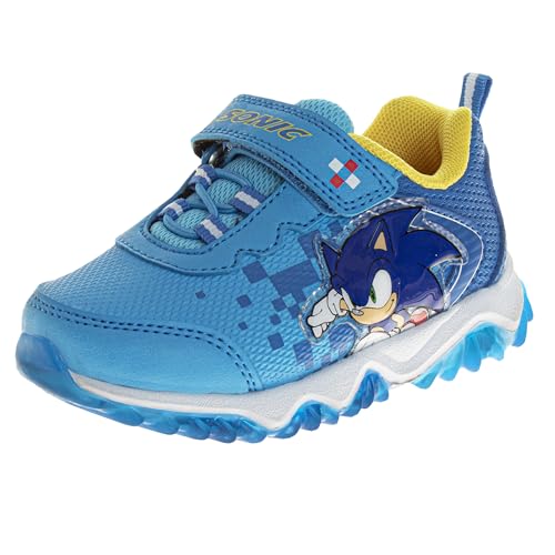 Josmo Kids Sonic The Hedgehog Zapatillas - Personajes Slip On Sin Cordones Casual Moda Tenis Niños - Azul Negro (Talla Bebé - Niños Pequeños)