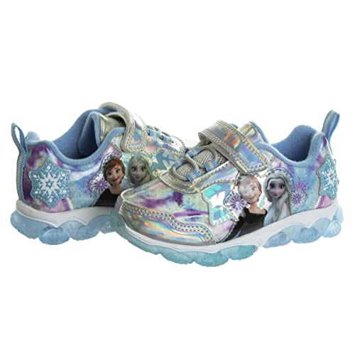 Disney Girls' Frozen Sneakers - Laceless Light-Up Running Shoes (Toddler/Little Girl)