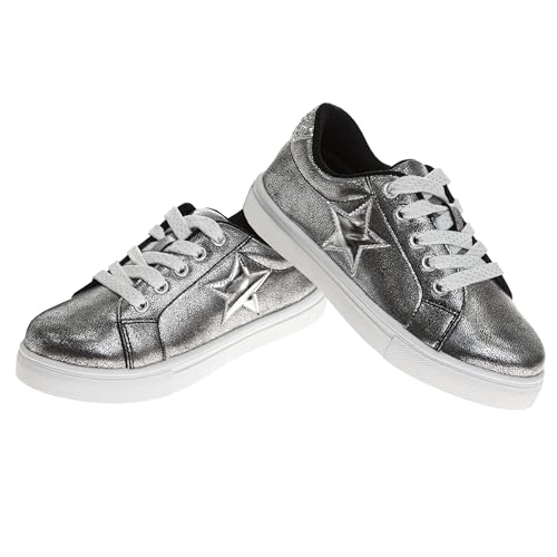 Zapatillas Kensie Girl con cordones antideslizantes - Zapatos casuales de moda de caña baja - Todo blanco (talla 11 para niñas pequeñas)