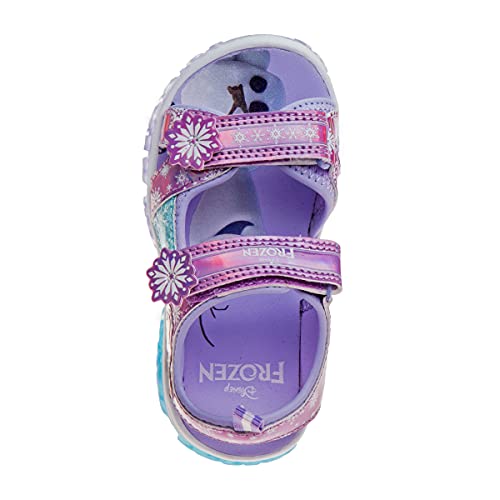 Disney Girls Frozen Summer Light Up Sandals Open Toe - Outdoor Slip-on Quick Dry Waterproof (Toddler/Little Kid)