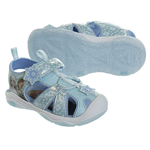 Sandalias con luz LED de Frozen de Disney para niñas, con punta cerrada, para exteriores, sin cordones, de secado rápido, impermeables (para bebés y niños pequeños)