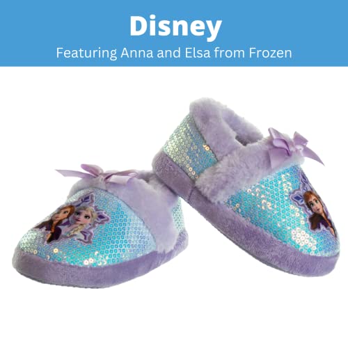 Pantuflas de Frozen de Disney, antideslizantes, ligeras y cómodas, de Elsa y Anna, suaves, cálidas y cómodas, para niñas, de felpa Aline, color azul hielo (para bebés y niños pequeños)