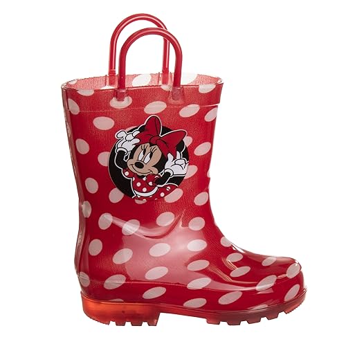 Botas de lluvia impermeables de Minnie Mouse con asa fácil de tirar (para niños pequeños)