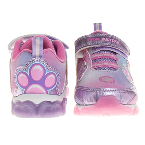 Zapatillas de deporte para niñas de Nickelodeon Paw Patrol: zapatillas deportivas ligeras y transpirables con luces LED para niños pequeños, Skye y Everest, sin cordones, para correr (para niños pequeños)