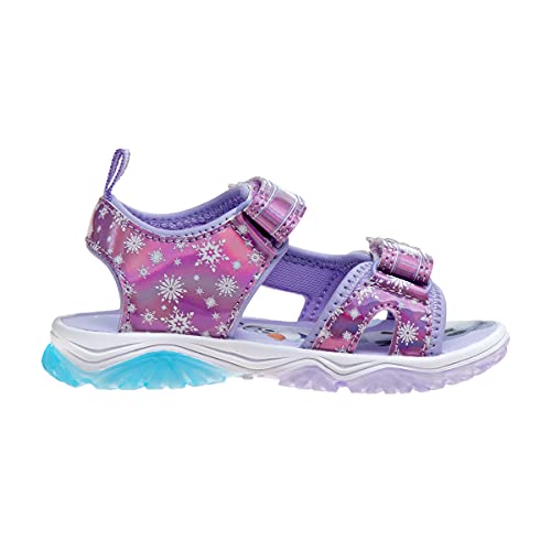 Disney Girls Frozen Summer Light Up Sandals Open Toe - Outdoor Slip-on Quick Dry Waterproof (Toddler/Little Kid)