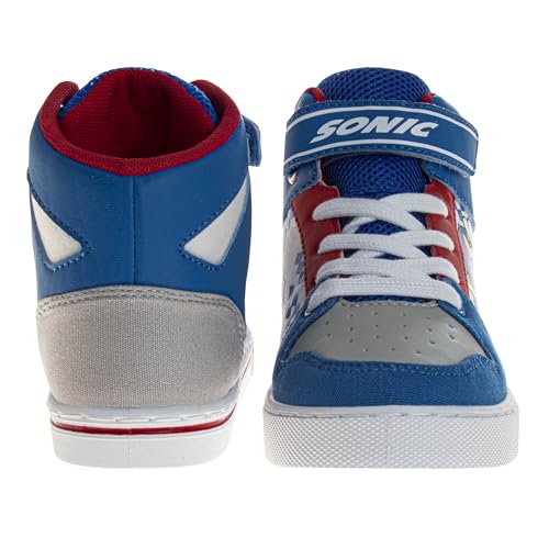 Josmo Sonic The Hedgehog High Top Sneakers for Boys - Kids Sonic Sneaker Ankle Hightops Lightweight Breathable Casual Shoes (Little Kid - Big Kid)