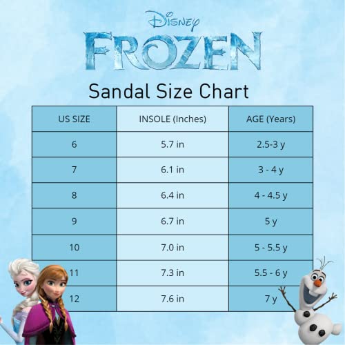 Disney Girls Frozen Summer Light Up Sandals Open Toe - Outdoor Slip-on Quick Dry Waterproof (Toddler/Little Kid)