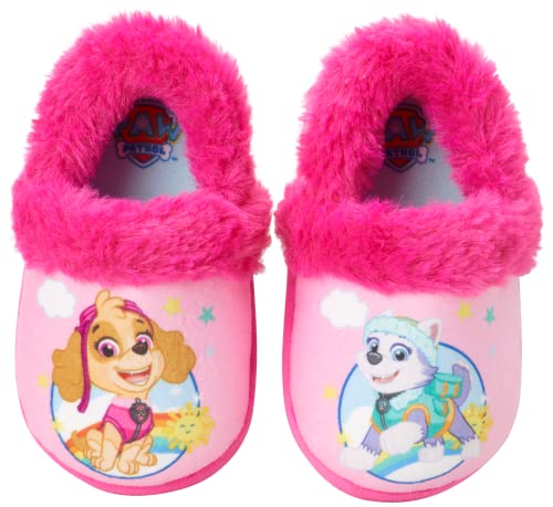 Josmo Kids Girls Paw patrol slippers - Skye and Everest indoor cute house shoes plush fuzzy shoes paw slippers kids slippers girls (toddler/little kid)