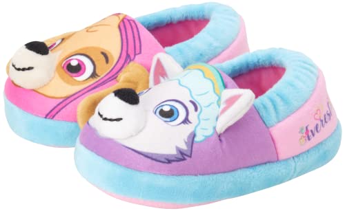 Josmo Kids Girls Paw patrol slippers - Skye and Everest indoor cute house shoes plush fuzzy shoes paw slippers kids slippers girls (toddler/little kid)