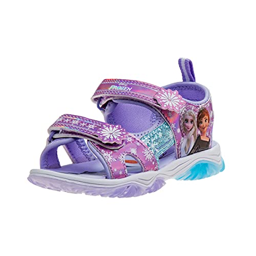 Disney Girls Frozen Summer Light Up Sandals Open Toe - Outdoor Slip-on Quick Dry Waterproof (Toddler/Little Kid)