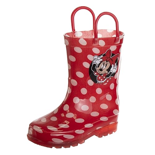 Botas de lluvia impermeables de Minnie Mouse con asa fácil de tirar (para niños pequeños)