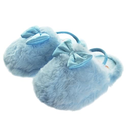 Disney Frozen Slippers Non-Slip Lightweight Comfy - Elsa Anna Fluffy Warm Comfort Soft Aline Plush Girls House Shoes - Ice Blue (Toddler - Little Kid)