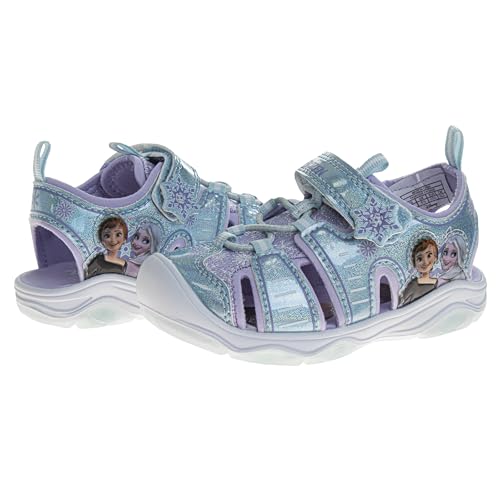 Sandalias con luz LED de Frozen de Disney para niñas, con punta cerrada, para exteriores, sin cordones, de secado rápido, impermeables (para bebés y niños pequeños)