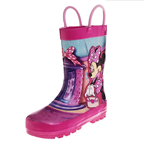 Botas de lluvia impermeables de Minnie Mouse con asa fácil de tirar (para niños pequeños)