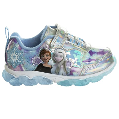 Zapatillas de deporte Frozen de Disney para niñas: zapatillas para correr sin cordones con luces (niña pequeña)