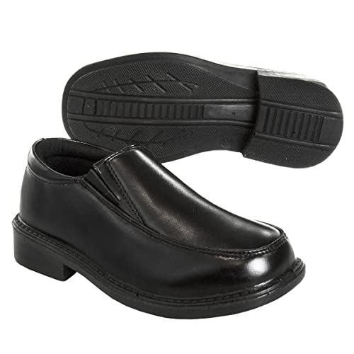 French Toast Boys Shoes - Kids Oxford School Uniform Loafer Church Dress Shoes Slip-On Faux-Leather (Little Kid-Big Kid) (Black)