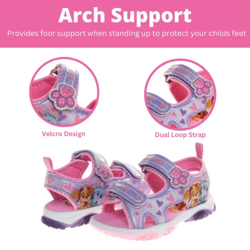 Nickelodeon Girls Paw Patrol Light Up Shoes- Summer Sandals- kids water shoes - Skye Everest Beach Adjustable Strap Open Toe Outdoor Sport hero Character Lights (Toddler/Little Kid)