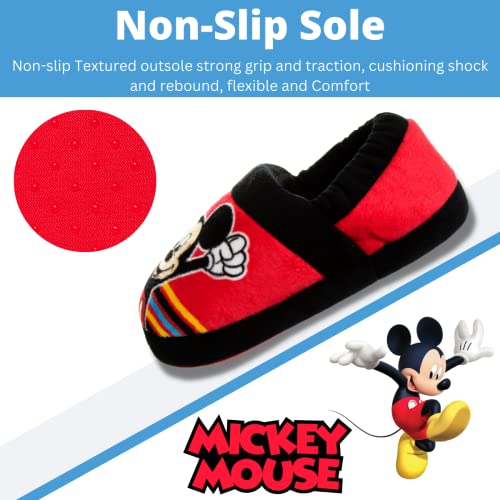 Pantuflas de Mickey Mouse de Disney para niños: pantuflas de felpa, ligeras, cálidas y cómodas, suaves, para niños pequeños