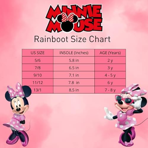 Botas de lluvia impermeables de Minnie Mouse con asa fácil de tirar (para niños pequeños)