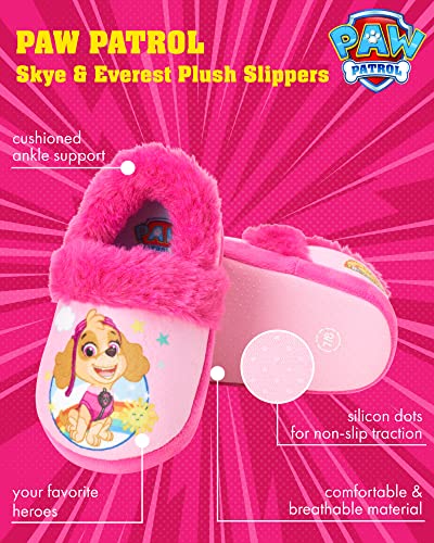 Josmo Kids Girls Paw patrol slippers - Skye and Everest indoor cute house shoes plush fuzzy shoes paw slippers kids slippers girls (toddler/little kid)