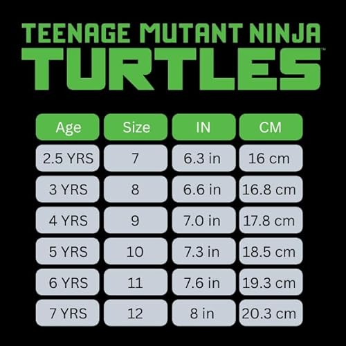 Zapatillas sin cordones con luces LED de las Tortugas Ninja mutantes adolescentes - Zapatillas TMNT de Leonardo, Donatello, Raphael, Michelangelo para niños - Negro y verde (niños pequeños)