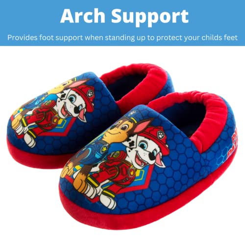 Pantuflas de Paw Patrol de Nickelodeon - Zapatillas de casa para niños Chase y Marshall - Pantuflas de casa suaves, cálidas y afelpadas para interiores - Orejas 3D azules (para niños pequeños)