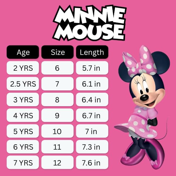 Zapatos de Minnie Mouse de Disney para niñas: zapatillas sin cordones con luces de Minnie Mouse (niña pequeña)