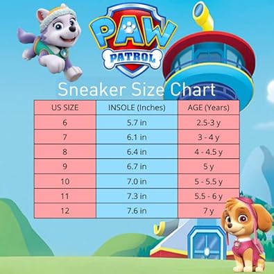 Nickelodeon Girls Paw Patrol Shoes – Kids Toddler Light Up Sneakers- LED Skye and Everest Slip-On Lightweight Tennis Breathable Character Athletic Running Shoes (Toddler/Little Kid)