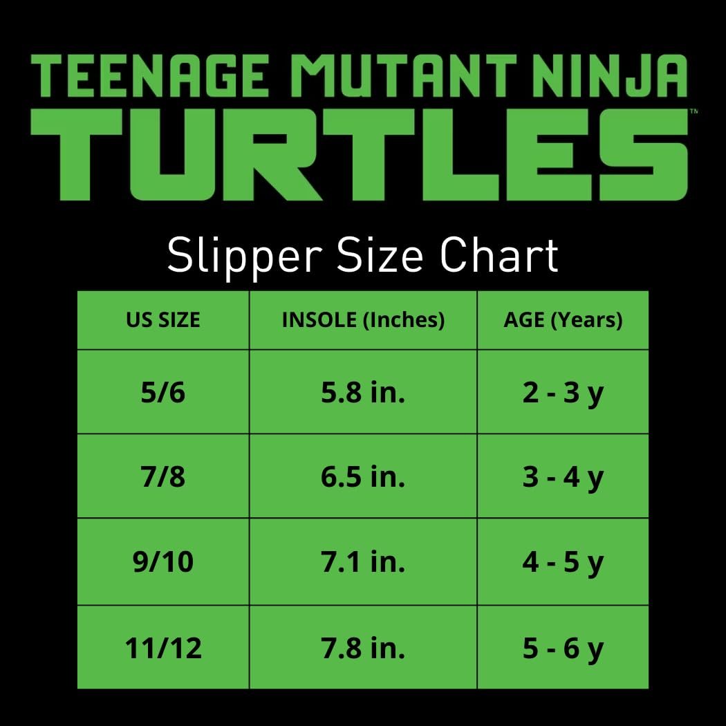 Pantuflas para niños Josmo Kids TMNT cálidas, suaves y ligeras - Zapatillas de casa con las Tortugas Ninja mutantes adolescentes Leonardo, Donatello, Raphael, Michelangelo (para niños pequeños)