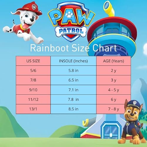 Botas de lluvia impermeables con asa fácil de tirar para niños de Paw Patrol (para bebés y niños pequeños)