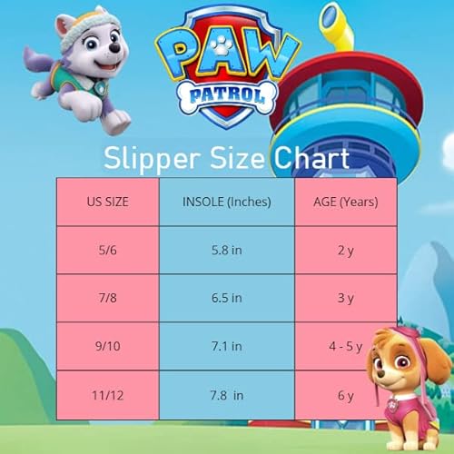 Josmo Kids Girls Paw patrol slippers - Skye and Everest indoor cute house shoes plush fuzzy shoes paw slippers kids slippers girls (toddler/little kid)