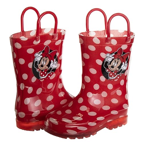 Botas de lluvia impermeables de Minnie Mouse con asa fácil de tirar (para niños pequeños)