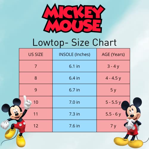 Zapatillas de lona para niños de corte bajo, informales, sin cordones y con personajes de Mickey Mouse (para niños pequeños y bebés)