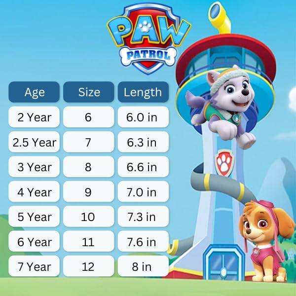 Zapatillas de deporte para niñas de Nickelodeon Paw Patrol: zapatillas deportivas ligeras y transpirables con luces LED para niños pequeños, Skye y Everest, sin cordones, para correr (para niños pequeños)