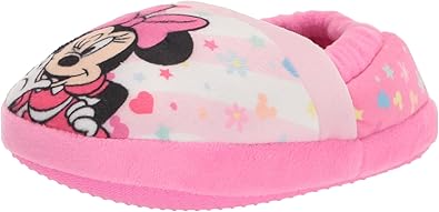 Pantuflas de Minnie Mouse para niñas de Josmo Kids, pantuflas cálidas de felpa para interiores, color fucsia y morado (para bebés y niños pequeños)