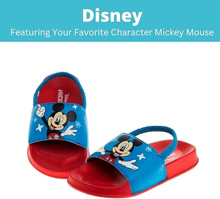 Sandalias de playa con tiras traseras y diseño de Mickey Mouse de Disney (para niños pequeños y bebés)