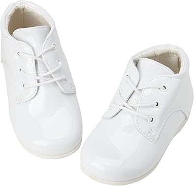 Zapatos de vestir para bebés varones Josmo: zapatos para caminar con soporte de tobillo y caña alta (para bebés y niños pequeños), talla 3 para bebés, charol negro