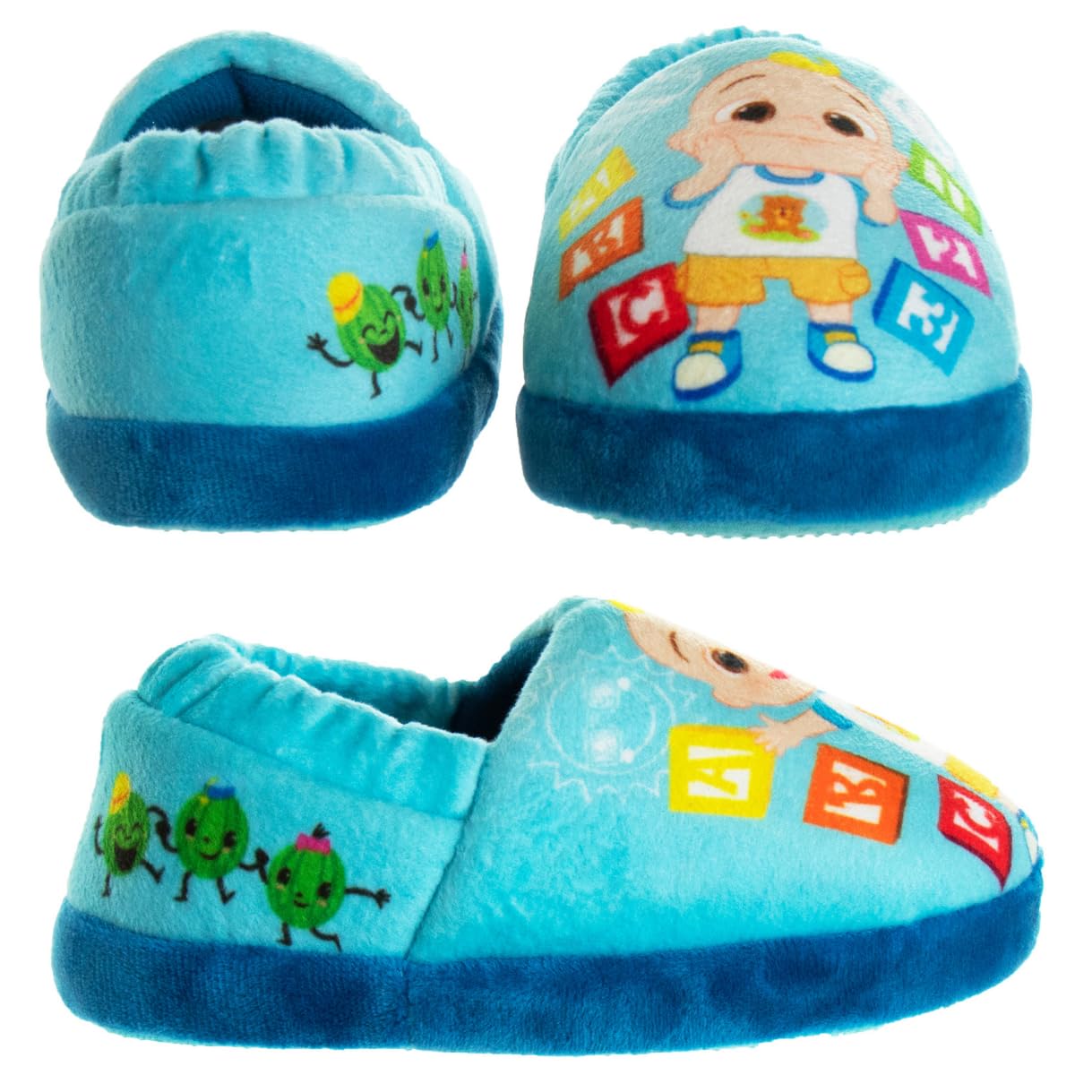 Pantuflas para niños pequeños Josmo Cocomelon: pantuflas para la casa para niños y niñas, cálidas y afelpadas, mocasines, pantuflas, zapatos cocomelon (para niños pequeños/infantes)